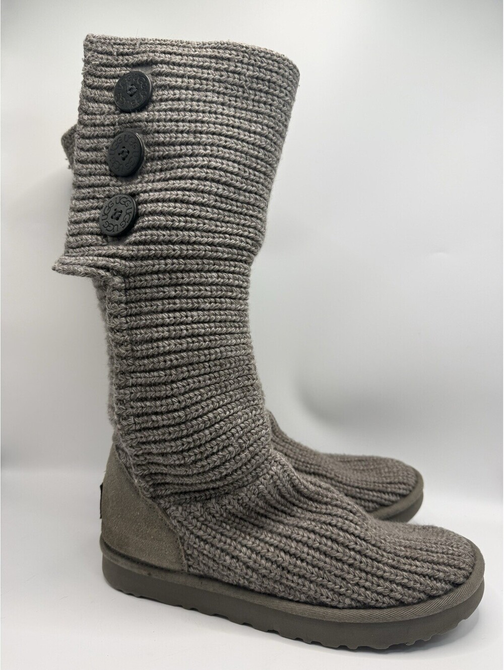 Ugg Australia Boots Gray Sheepskin Lining Rubber Soles Sz 9 Euro 40